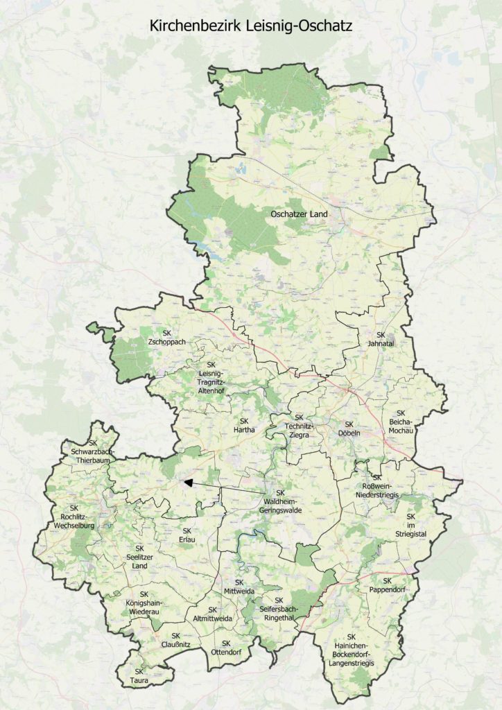 Karte des Ev.-Luth. Kirchenbezirks Leisnig-Oschatz